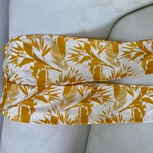 Madison Taffeta Slim Trouser Pants High Rise Mustard Tapered